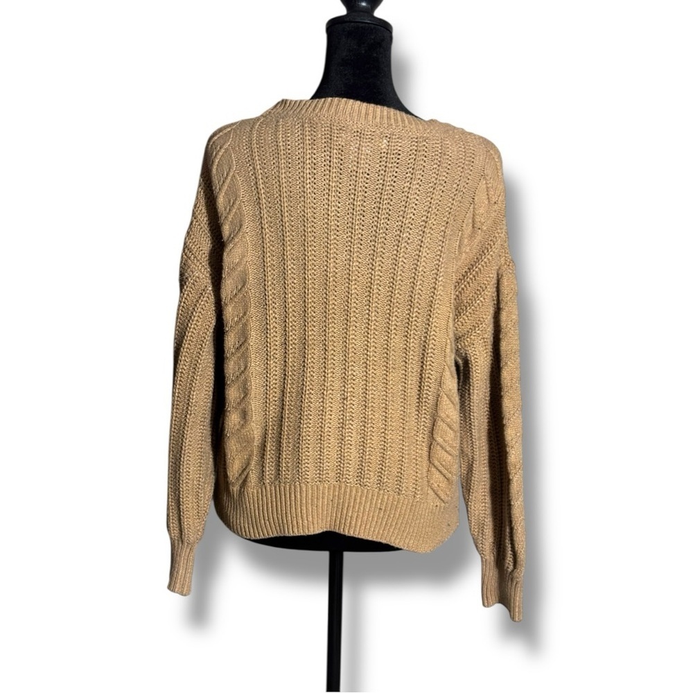 Cupcakes & Cashmere Tan Long Sleeve Button Down Cozy Cable Knit Cardigan - Picture 6 of 16